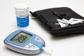 Glucose Meter, Test Strips and Case Royalty Free Stock Photo