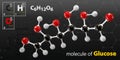 Glucose molecule, ball and stick model. Glucopyranose.