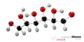 Glucose molecule, ball and stick model. Glucopyranose.