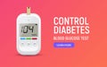 Glucose sugar test icon. Glucometer vector blood monitor. Diabetes sugar meter insulin control device