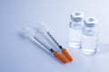 Two insulin syringes with two ampules Royalty Free Stock Photo