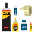 Glue and adhesive tape vector cartoon set