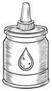 Glue Bottle with Spout and Drop Shaped Icon Black and White Hand Drawn Illustration Royalty Free Stock Photo