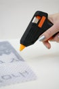 Glue gun usage Royalty Free Stock Photo