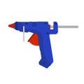 Glue gun vector adhesive icon craft equipment tool. Hot repair work appliance silicone. Affix blue pistol sealant paste