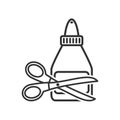 Glue Tube Bottle and Scissors Outline Icon Royalty Free Stock Photo