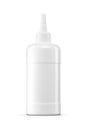 Glue in white plastic squeeze bottle isolated in white Royalty Free Stock Photo