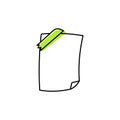 Glued green sticky note hand drawn icon