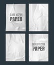 Glued paper template. Wrinkled crumpled poster template set. Vector Realistic wet wrinkled posters mockup. Royalty Free Stock Photo