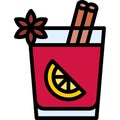 Gluhwein Cocktail icon, Alcoholic mixed drink vector