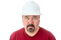 Glum looking workman looking for inspiration Royalty Free Stock Photo