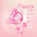 Gluta Collagen Solution Skin Care Cosmetic vector illustration