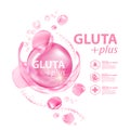 Gluta Collagen Solution Skin Care Cosmetic vector illustration