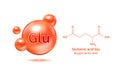 Important amino acid Glutamic acid Glu and structural chemical formula and line model of molecule.