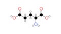 glutamic acid molecule, structural chemical formula, ball-and-stick model, isolated image glutamate