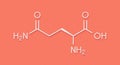 Glutamine l-glutamine, Gln, Q amino acid molecule. Skeletal formula. Royalty Free Stock Photo