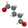 Glutaraldehyde (glutaral) disinfectant molecule. Used in disinfection of medical devices and surgical instruments