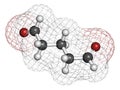 Glutaraldehyde (glutaral) disinfectant molecule. Used in disinfection of medical devices and surgical instruments