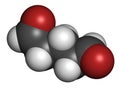 Glutaraldehyde (glutaral) disinfectant molecule. Used in disinfection of medical devices and surgical instruments