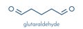 Glutaraldehyde glutaral disinfectant molecule. Used in disinfection of medical devices and surgical instruments. Skeletal.