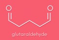 Glutaraldehyde glutaral disinfectant molecule. Used in disinfection of medical devices and surgical instruments. Skeletal.
