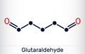 Glutaraldehyde, glutaral molecule. Skeletal chemical formula.