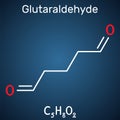 Glutaraldehyde, glutaral molecule. Structural chemical formula on the dark blue background Royalty Free Stock Photo