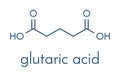 Glutaric acid molecule. Organic dicarboxylic acid. Skeletal formula.