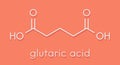 Glutaric acid molecule. Organic dicarboxylic acid. Skeletal formula.