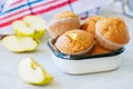 Gluten free almond flour muffins with apples in a bowl on a whit Royalty Free Stock Photo