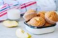 Gluten free almond flour muffins with apples in a bowl on a whit Royalty Free Stock Photo