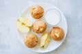 Gluten free almond flour muffins with apples in a bowl on a whit Royalty Free Stock Photo