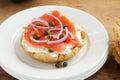Gluten free biscuit with lox and cream cheese