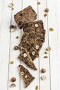 Gluten-free bread with hazelnut and flax seeds on a wooden Board