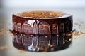 gluten-free chocolate cake with shiny mirror glaze