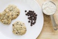 Gluten free chocolate chip cookies and ingredients Royalty Free Stock Photo