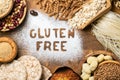 Gluten free diet concept - selection of grains and carbohydrates for people with gluten intolerance