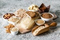 Gluten free diet concept - selection of grains and carbohydrates for people with gluten intolerance Royalty Free Stock Photo