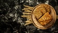 Gluten free food. fresh bread with seeds of goji berry and wheat on the wooden top view. Healthy and diet concept Royalty Free Stock Photo