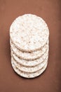 Gluten free food. Rice crispy on brown background Royalty Free Stock Photo