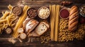 Gluten free food. Various pasta, bread, snacks Generative AI