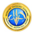 Gluten Free golden blue button,