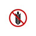 Gluten free grain vector icon symbol. Wheat healthy food label. Gluten bread diet sign