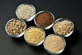 Gluten-free grains on black background Royalty Free Stock Photo