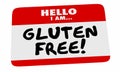 Gluten Free Hello Name Tag Sticker Special Dietary Needs 3d Illustration