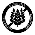 Gluten free. A gluten free icon in black color isolated on white background. Wheat symbol for food package without gluten or for