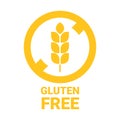 Gluten free icon, grain diet. Crossed out plate with ear of wheat. Healthy food, safe product for celiac disease. Health Royalty Free Stock Photo