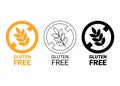 Gluten free icon. Isolated no grain symbol. Yellow, outline and black icon. Vector