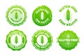 Gluten free icons. The concept of healthy natural organic food. Collection of stamps in various designs. Food packaging