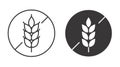 Gluten free icons. Editable stroke. Food allergy diet. Wheat grain symbol. Vector line silhouette graphic elements. Stock Royalty Free Stock Photo